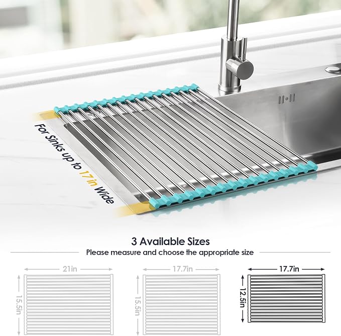Tomorotec 17.7" x 12.5" Roll Up Dish Drying Rack Over Sink Drying Rack Sink - Image 4