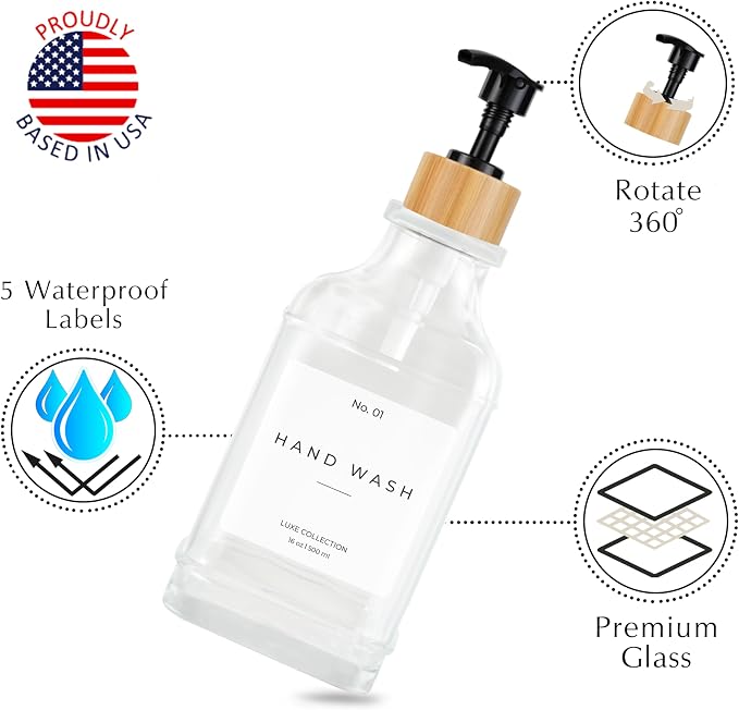 Emerson Essentials Soap Dispenser, Dish Soap Dispenser, Soap Bottle Bathroom Set - Image 3