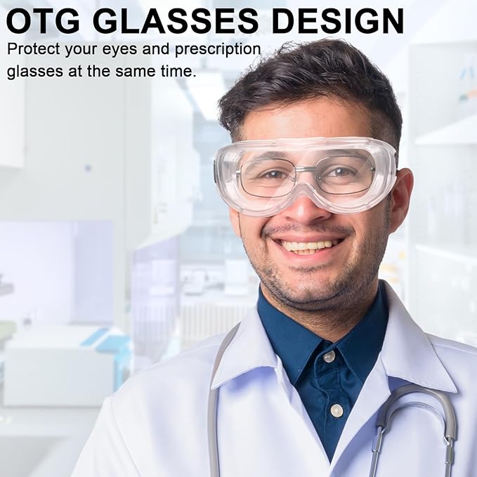 OXG 6 Pack Protective Safety Goggles Anti-Fog, Adjustable Chemical Splash Eye - Image 6