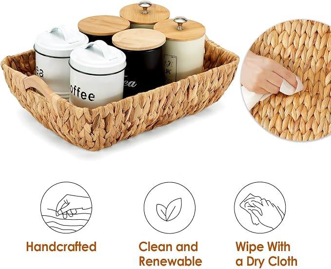 Wicker Baskets 2 Pack, Water Hyacinth Wicker Storage Basket - Image 7