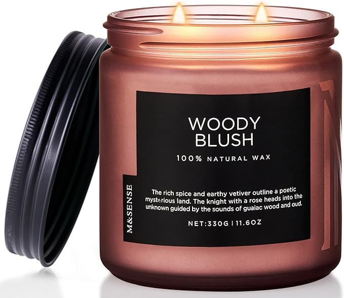 M&SENSE Rose Oudwood Scented Candle, 11.6oz 70 Hours Natural Soy Wax Long by MSENSE