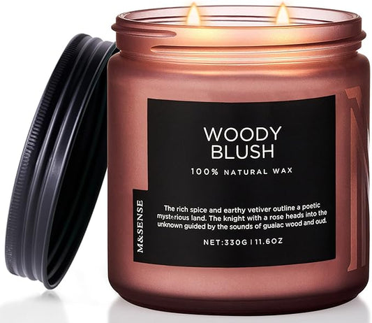 M&SENSE Rose Oudwood Scented Candle, 11.6oz 70 Hours Natural Soy Wax Long by MSENSE