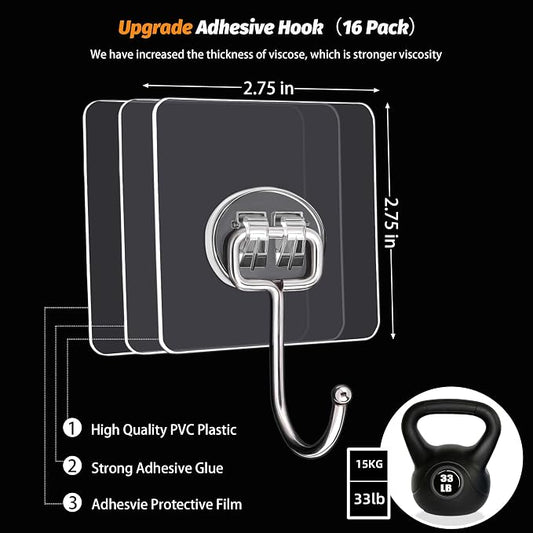 DKHDBD Large Adhesive Hooks, Waterproof Transparent Hooks - Image 2