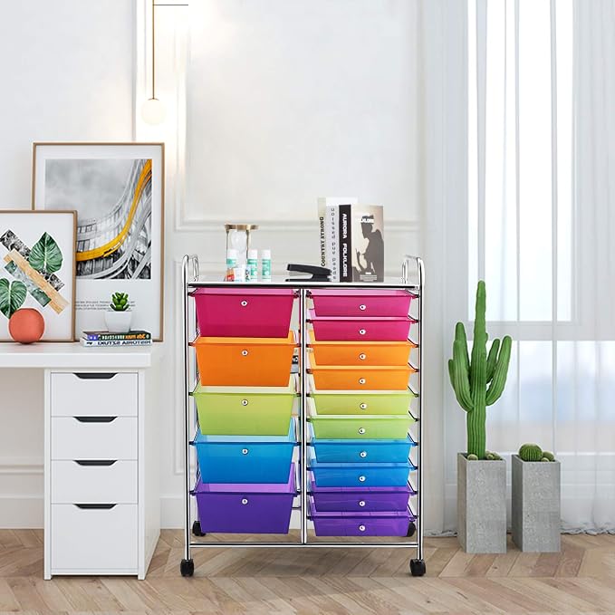 GOFLAME 15-Drawer Rolling Storage Cart, Utility Cart - Image 2