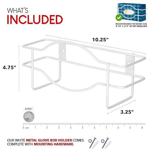 Stock Your Home (White Metal Single Gloves Dispenser, Tissue Box Shelf - Image 3