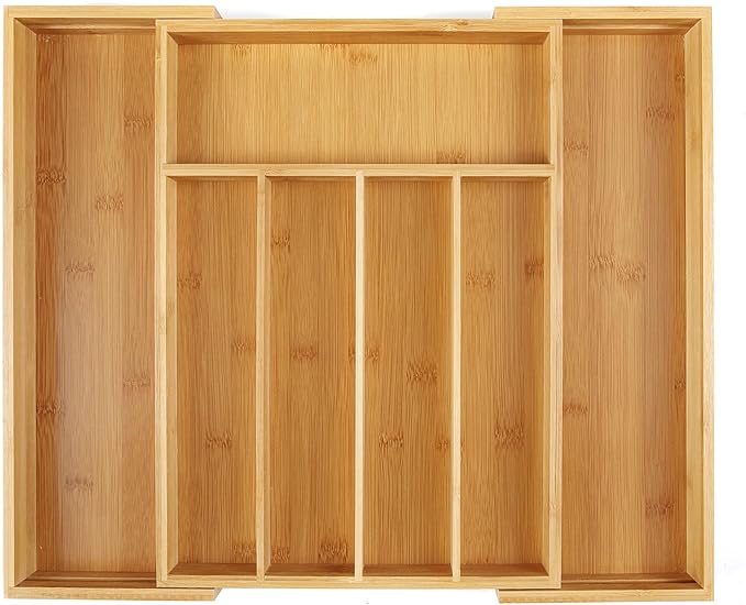 Utoplike Bamboo Cutlery Tray Silverware, Drawer Dividers by Utoplike
