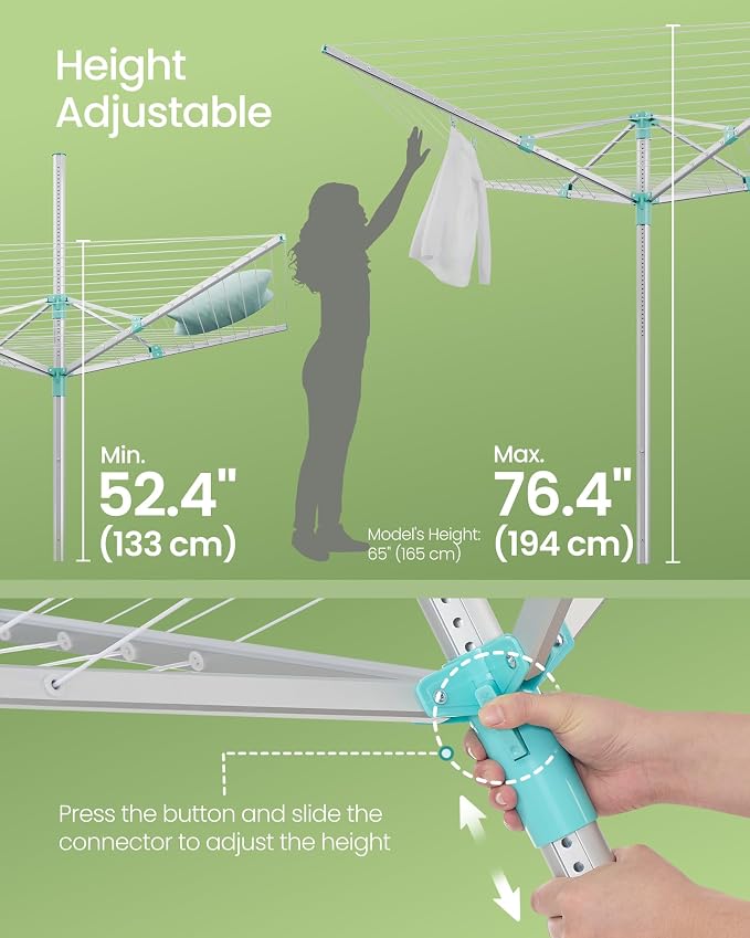 SONGMICS Umbrella Drying Rack, Retractable Outdoor Drying Rack, Height - Image 5