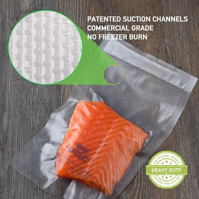 Wevac 8” x 12” 200 Count Food Vacuum Sealer Bags Keeper, PreCut Quart, BPA Free - Image 4