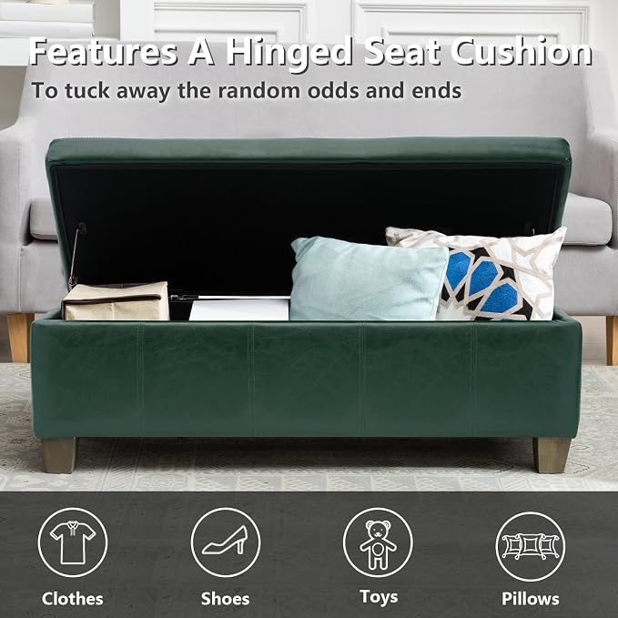 Green Faux Leather Ottoman - Image 6