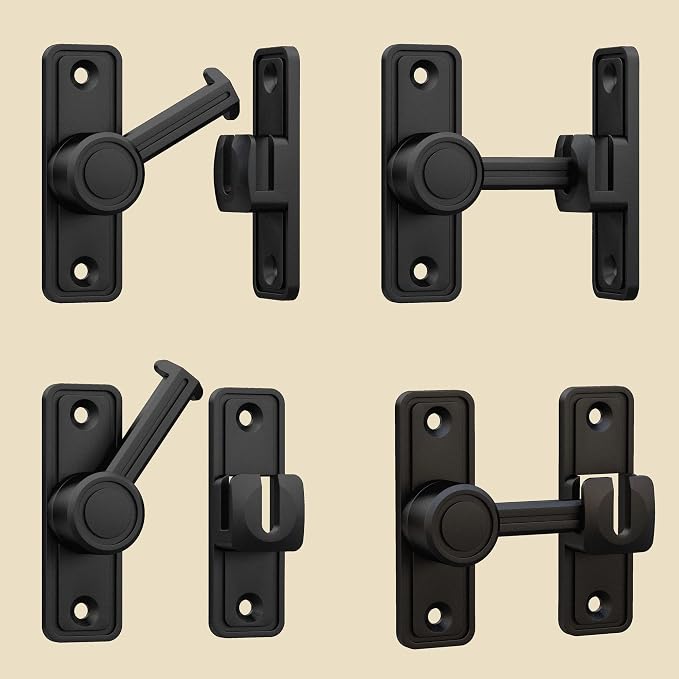 Barn Door Privacy Latch, 90°/180° Swing Slide Lock, Zinc-Alloy, Adhesive or - Image 7