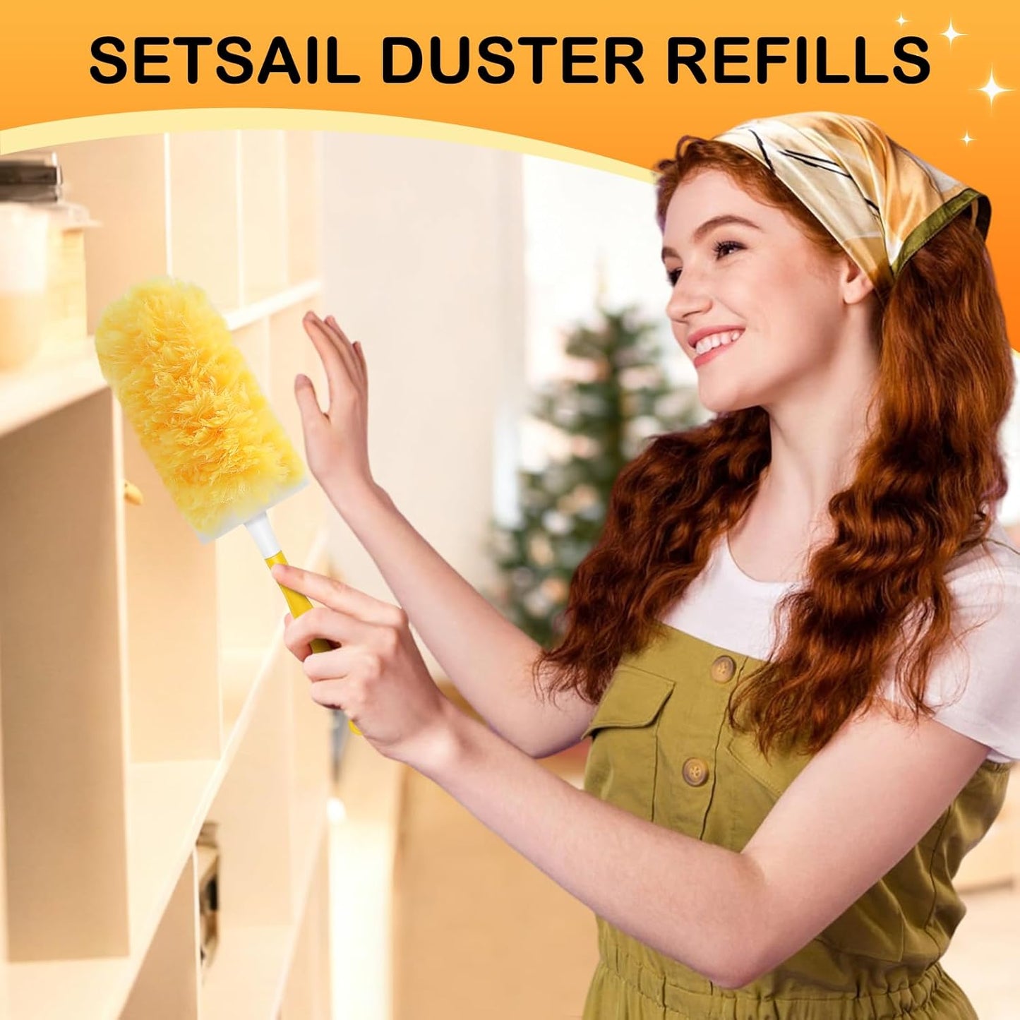 SetSail 30 Count Duster Refills for Swiffer Duster with 1 Handle Dusters for Cleaning Disposable Duster Refill Multi Surface 360 Duster Cleaner Kit for Ceiling Fan, Blind, Furniture