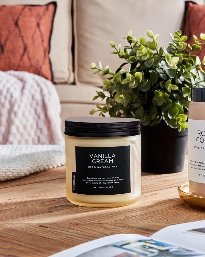 M&SENSE Vanilla Soy Candles, Medium 2 Wick 11.6oz 70 Hours Burning Time - Image 8