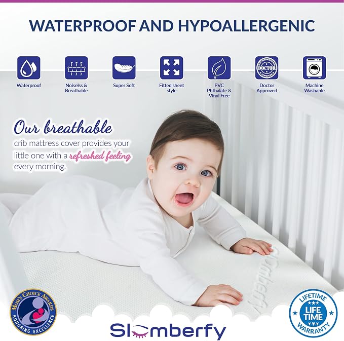 Mini Crib Mattress Protector by Slumberfy, Waterproof and Hypoallergenic - Image 2