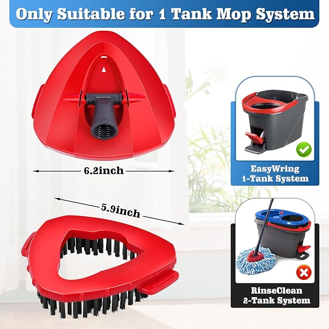 2 Pcs Mop Scrub Brush Head and 1 Mop Base Part Replacement - Image 2
