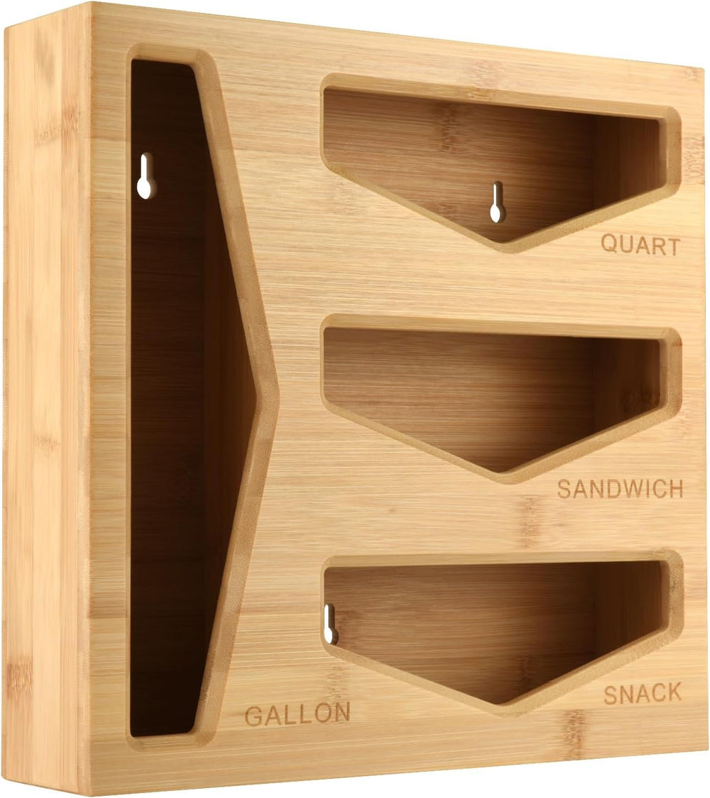 Bamboo Bag Storage Organizer for Kitchen Drawer, Baggie organizer, Compatible...