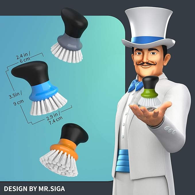 MR.SIGA Dish Scrub Brush, Palm Brush Dish Scrubber - Image 2