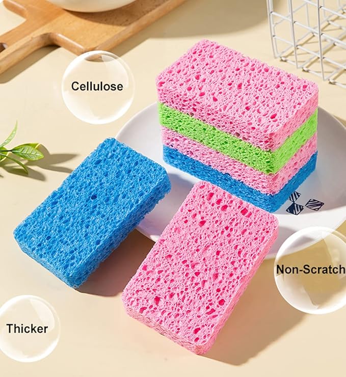 METUUTER 24-Count Cleaning Scrub Sponge- Compressed Cellulose Sponges - Image 2