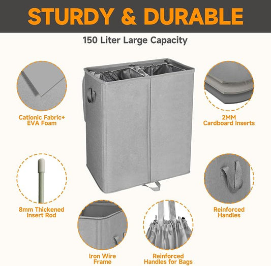 150L Double Laundry Hamper - Image 2
