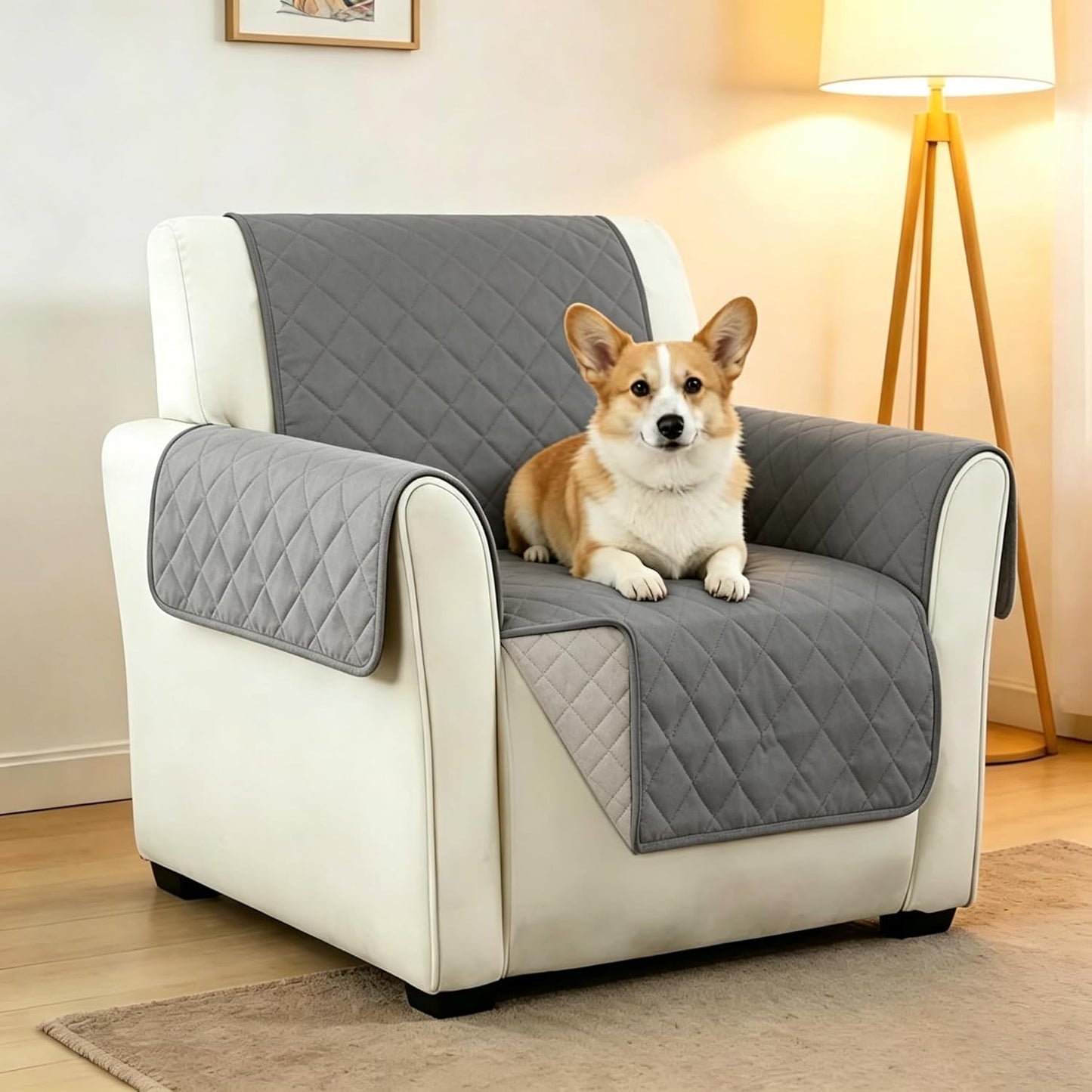 Couch Covers for Sofa, Recliner Covers Washable, Non-Slip, Outdoor Sofa Cushion Cover, Furniture Protector for Dogs and Cats, Pet Hair Blocker for Chair, Seat and Recliner, Gray