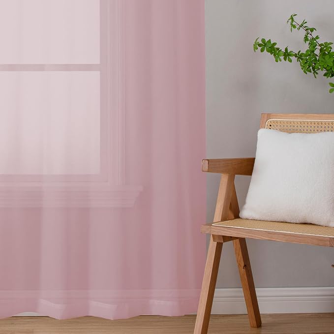 Chyhomenyc Sheer Curtains 63 Inch Length 2 Panels, Light Filtering Rod Pocket - Image 5