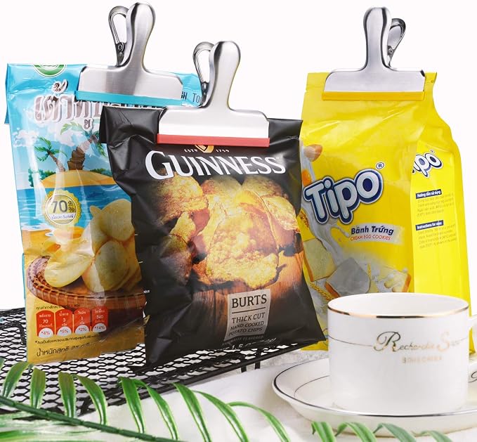 HOUSE AGAIN 8 Pack Stainless Steel Chip Bag Clips Covered - Image 7