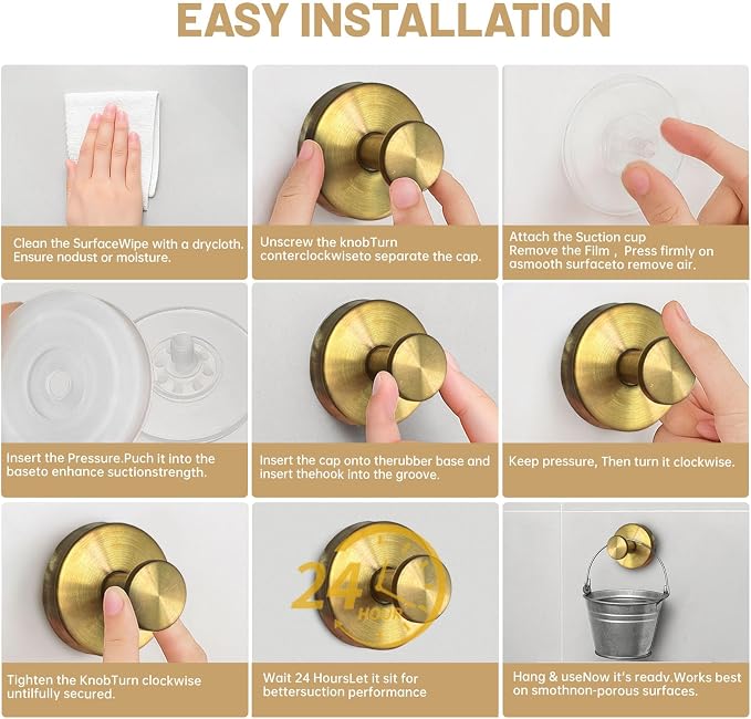 4 Pcs Suction Cup Hooks for Shower，Removable Hooks，Towel Hook，Suction Hook for - Image 5