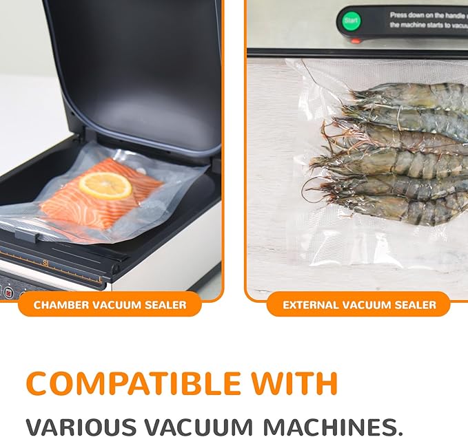 Multi-Size Sealing Solution Vacuum Sealer Bags & Rolls – 100x 6''x10'' - Image 5