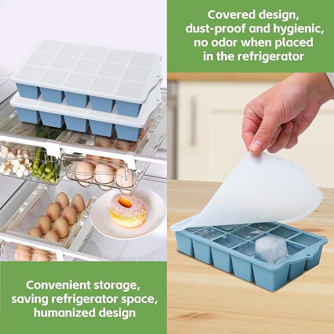 Silicone Ice Cube Tray, 3 Pack Easy-Release Stackable Ice Trays - Image 5