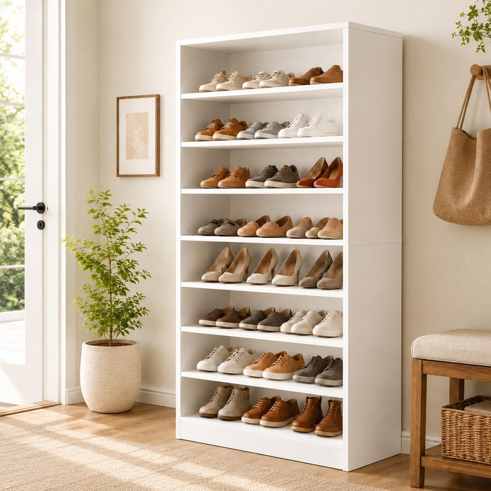 Homieasy 9-Tier Tall Shoe Rack Cabinet for Closet & Entryway, White