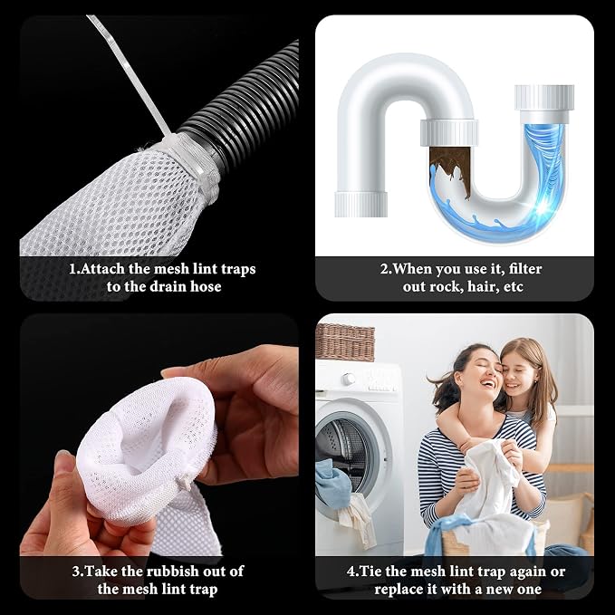 LEIFIDE 10 Pieces Lint Traps for Washing Machine Hose and Cable Ties Set - Image 4