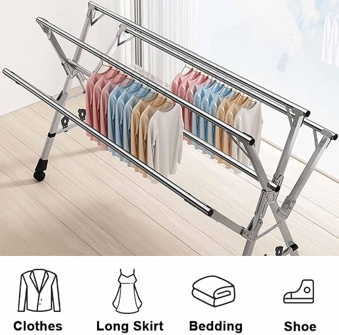 5Poles Clothes Drying Rack, Stainless Steel Laundry Rack - Image 6
