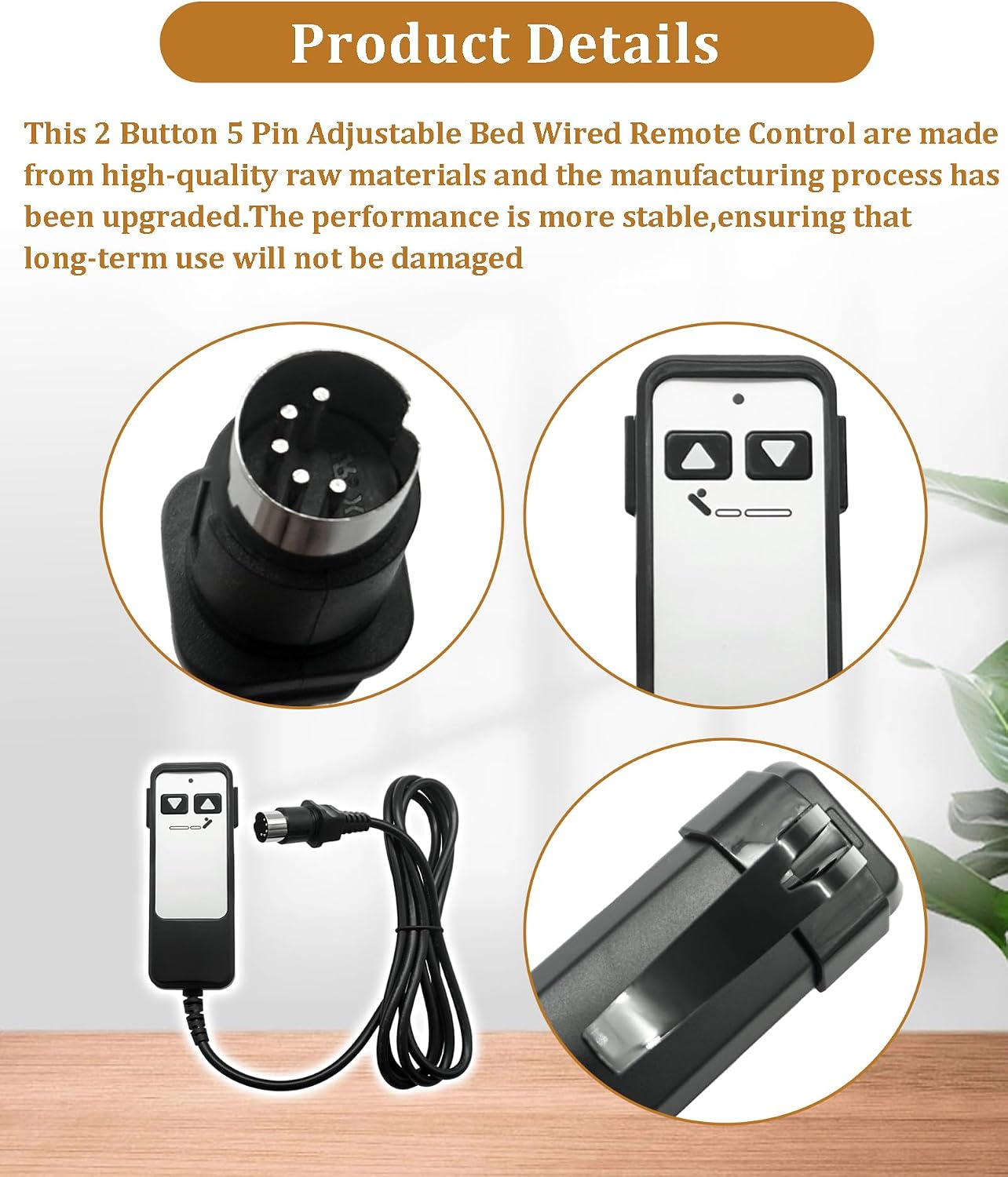 ‌5-Pin Adjustable Beds Wired Remote Control Fits for Matt,Firm 50 Series, Leggett & Platt Bas-X CF, and Richmat HJH5 Models‌