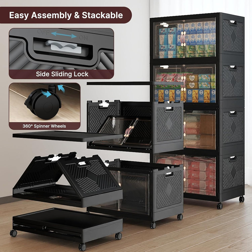 UAMFURI Stackable Storage Bins, 1440QT Collapsible Drawers with 2 Lids