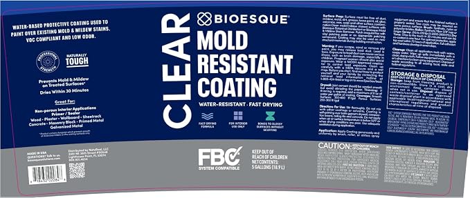 Bioesque Mold Resistant Coating, Water-Resistant, Stain-Blocking, Fast-Drying - Image 2