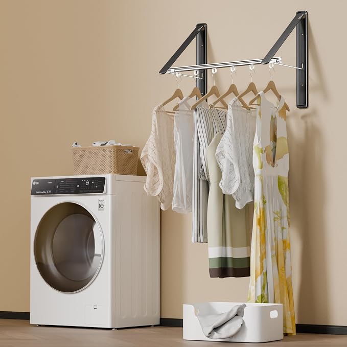 Clothes Drying Rack Retractable, Wall Mounted Clothes Hanger Rack - Image 2