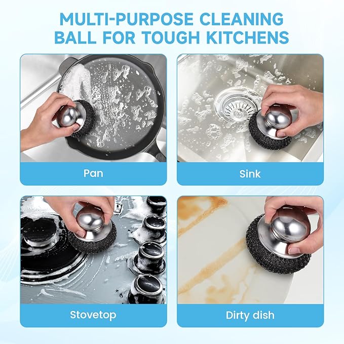 6 Pcs Steel Wool Scrubber, Stainless Steel Scrubber - Image 5