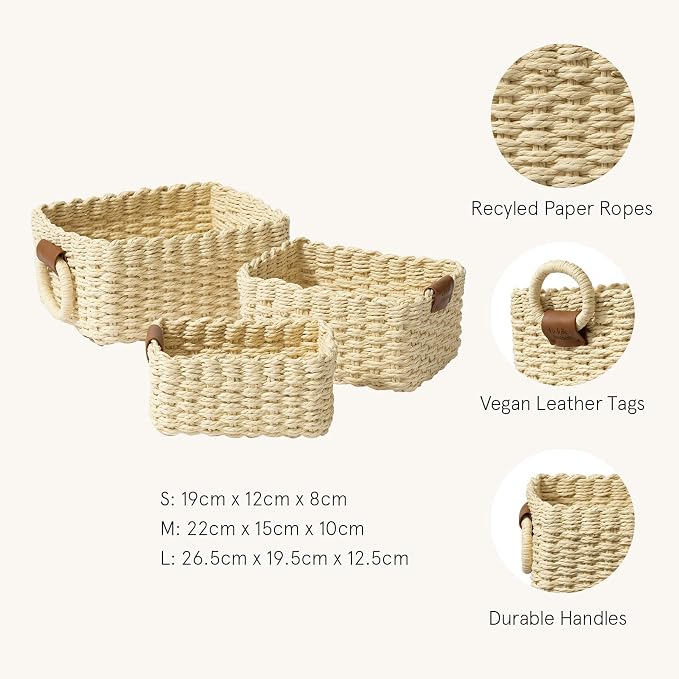 LA JOLIE MUSE Small Beige Wicker Baskets - Image 4