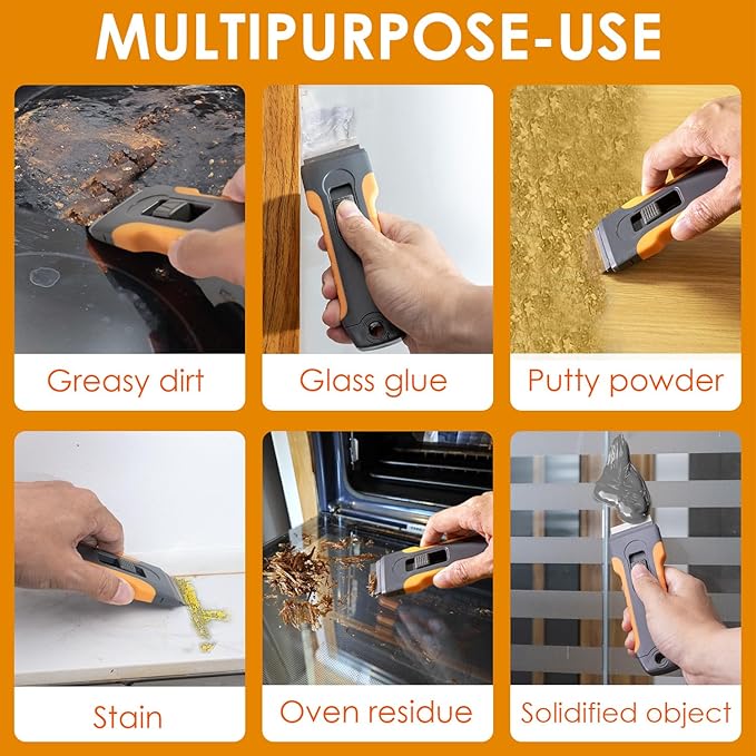 Razor Blade Scraper Tool with 15pcs Extra Blades, Cleaning Razor Scraper - Image 2
