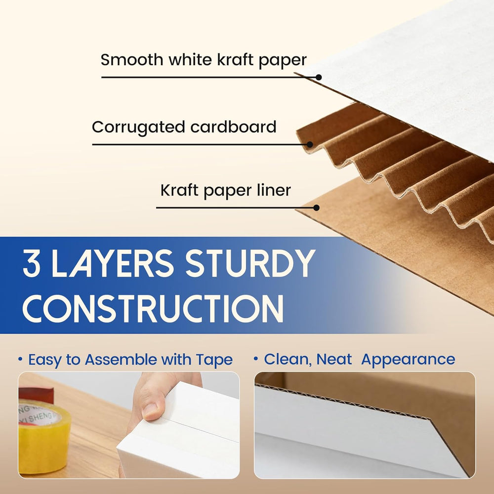 Mefleet 6x4x4" Small Shipping Boxes 100 Pack Corrugated Cardboard Box White