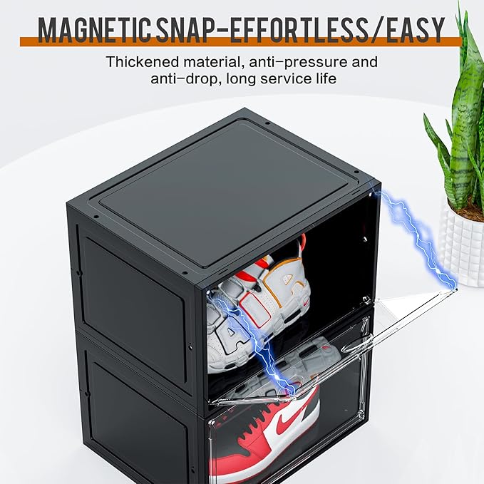 KEFA XL Shoe Storage Box Organizer, 6 Pack Shoe Boxes Clear Plastic Stackable - Image 5