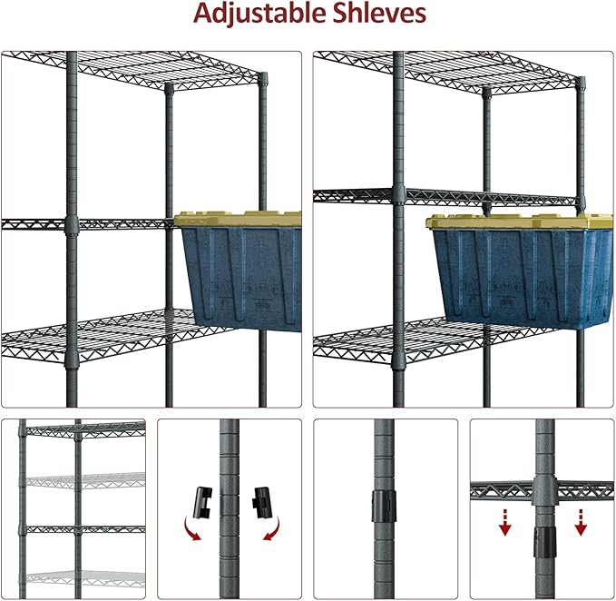 IZEUK 4-Tier Outdoor Metal Storage Shelving Unit, Heavy Duty Wire Rack Organizer - Image 4