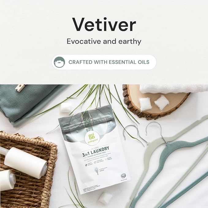 Grab Green 3-in-1 Laundry Detergent Pods, Vetiver Scent, Plant and Mineral Based - Image 7
