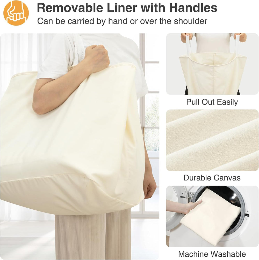 Rolling Laundry Hamper with Lockable Wheels, 29-Gallon (110L) Laundry Cart wi...