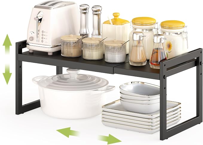 DOLALIKE Expandable kitchen Countertop Organizer, Stackable Cabinet Shelf by DOLALIKE