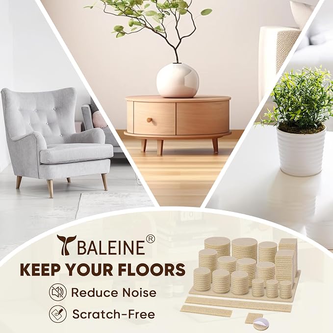 BALEINE 141PCS Felt Furniture Pads, Scratch-Reducing Floor Protectors - Image 6