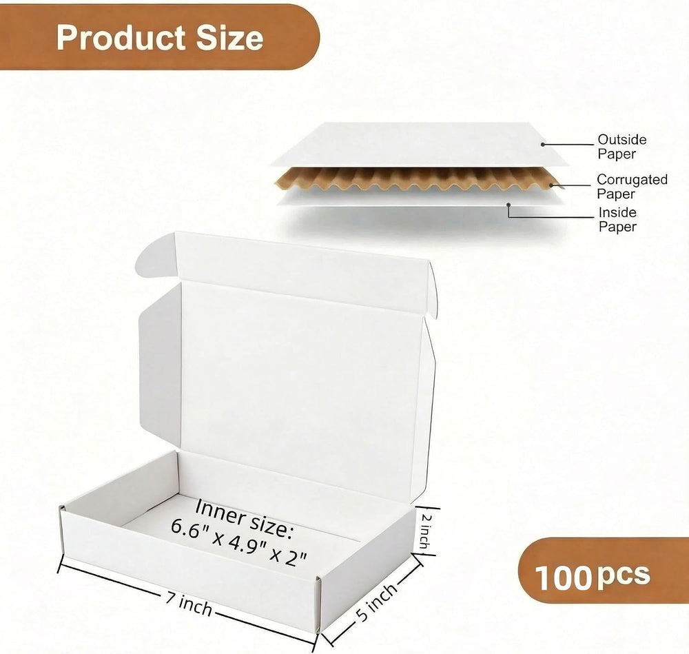 Small Cardboard Boxes 7x5x2 Inches 100 Pack