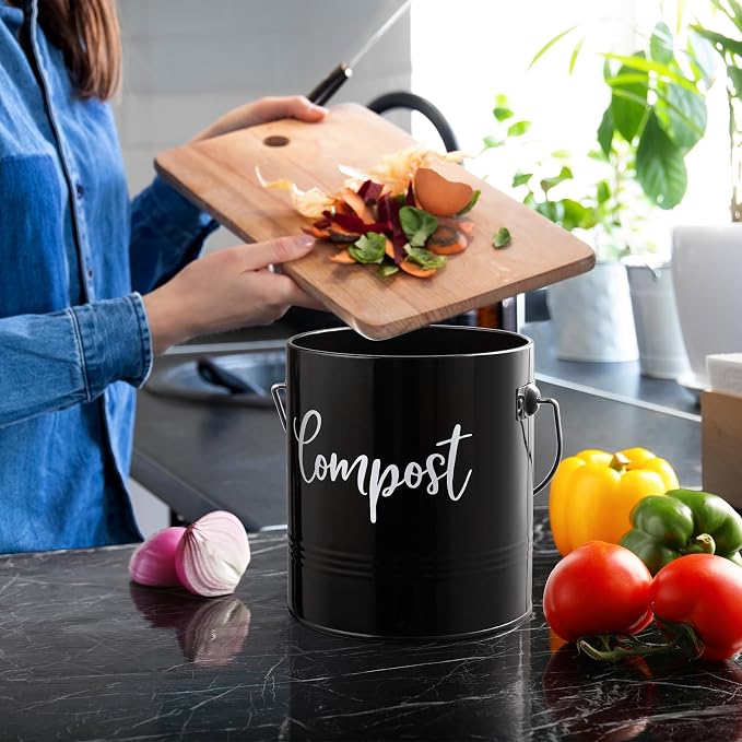 Compost Bin Kitchen, 1.3 Gallon Farmhouse Kitchen Compost Bin Countertop - Image 6