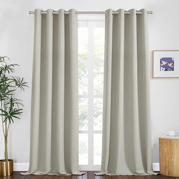 PONY DANCE Cream 94 inch Blackout Curtains Set of 2 by PONYDANCE