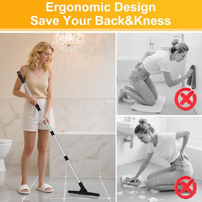 ITTAHO 2 Pack Grout Brush with Long Handle, Swivel Cleaning Grout Line Scrubber - Image 5