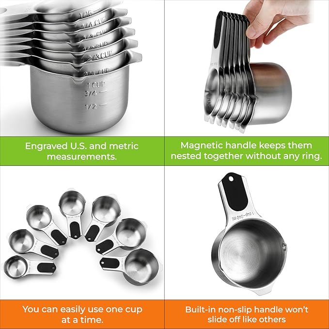 Spring Chef Magnetic Stainless Steel Measuring Cups, Kitchen Tools - Image 4